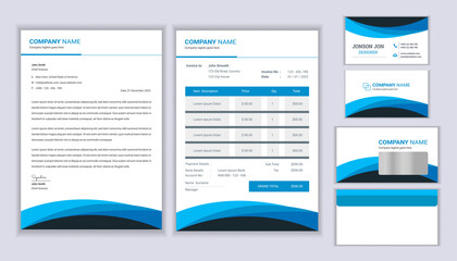 Corporate stationery identity template. Corporate Stationery template design with Letterhead template, invoice and business card.