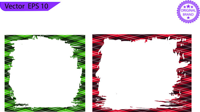 Rectangle brush borders and frames, pattern geometric vintage frame, design plaid tartan, transparent background.
