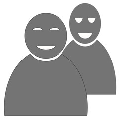 Symbolische Figuren von Mann und Frau in grau vor weißem Hintergrund