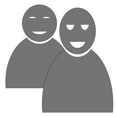 Symbolische Figuren von Mann und Frau in grau vor weißem Hintergrund