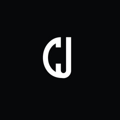 Creative Professional Trendy and Minimal Letter GU GJ CU CJ Logo Design in Black and White Color, Initial Based Alphabet Icon Logo in Editable Vector Format