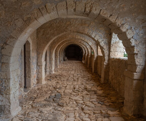 Historical Arkadi Monastery, located on a fertile plateau near Rethymno, Crete, Greece.