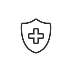 Vector Medical Shield with cross icon. Stock vector illustration isolated on white background.