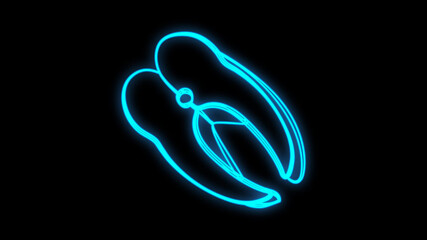 Glowing neon Fish steak icon isolated on brick wall background. Vector