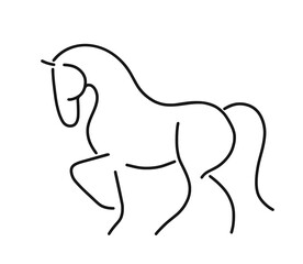 Vector line icon cute horse