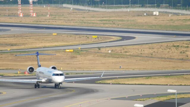 Lufthansa Regional Bombardier CRJ-900 airliner taxiing before take-off