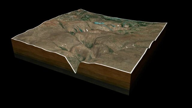 Victoria Falls terrain map 3D render 360 degrees loop animation