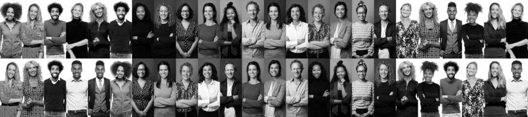 Beautiful happy people in front of a background