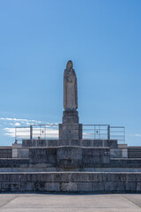 Besançon, France - 09 05 2020: View of the statue to the virgin on the Belvedere of Monfaucon