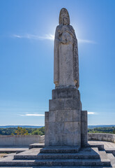 Besançon, France - 09 05 2020: View of the statue to the virgin on the Belvedere of Monfaucon