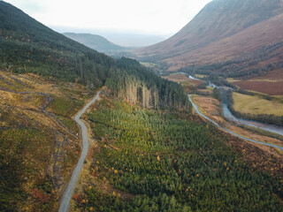 Glen Nevis with a drone, highland , Scotland, Fort William. © nehuen