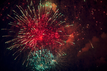 Fototapeta na wymiar Beautiful colorful firework at night