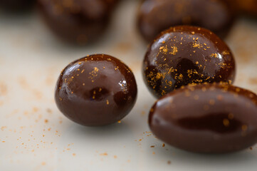 Zoom of round bright christmas chocolate
