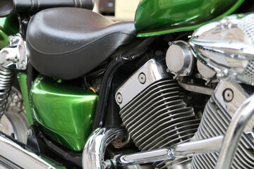 Fototapeta na wymiar close up on green motorcycle