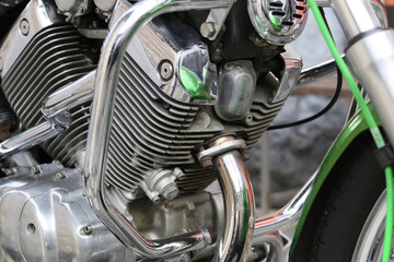 close up of motorcycle engine