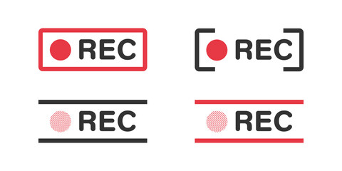 Recording icons. Recording sign. Concept currently recording, rec symbol. Vector illustration