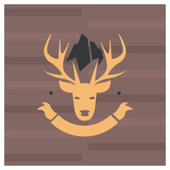 badge template with reindeer silhouette, vintage style emblem