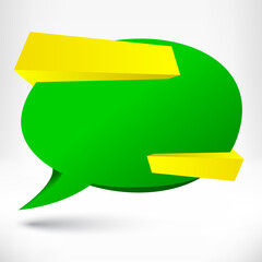 Blank empty speech bubble. Origami banner, background