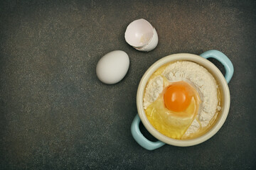 Flat lay of baking ingredients on table