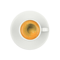 White cup of espresso coffee on saucer isolated
