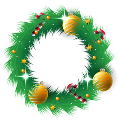Decorated realistic christmas wreath background
