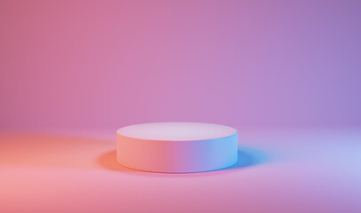 Simple podium platform for product presentation. Colourful 3D render illustration.