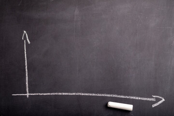 Writing chalk and graph on a black blackboard. Accessories for saving the lesson content at school.