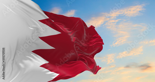 Large Bahrain flag waving in the wind