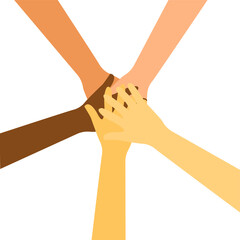 work together hands, folded hands in a heap, vector illustration