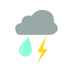 weather conditions, thunderstorm with rain, vector illustration