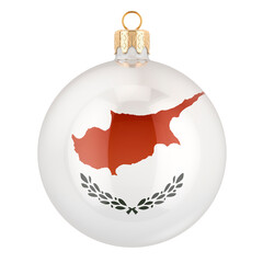 Christmas ball with Cyprus flag, 3D rendering