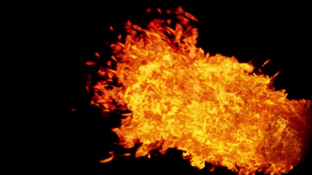 Flame cannon from the right for 12 seconds with an alpha channel (transparent background) - Resolution: 2160*3840px 30fps