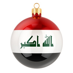 Christmas ball with Iraqi flag, 3D rendering