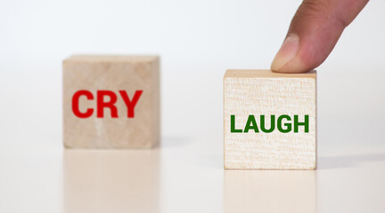 CRY and LAUGH word on block