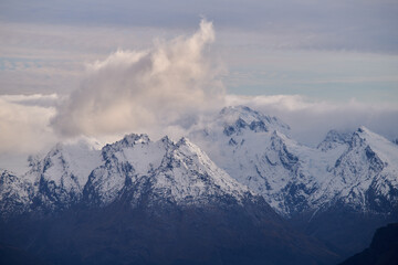 View of Centaur Peaks from top of Mount Alfred, Glenorchy, South Island, New Zealand.