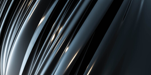 modern abstract black surface reflection with curves 3d render illustration