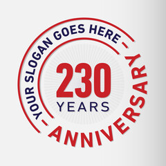 230 years anniversary logo template. 230th years anniversary celebration design. Vector and illustration.
