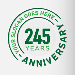 245 years anniversary logo template. 245th years anniversary celebration design. Vector and illustration.
