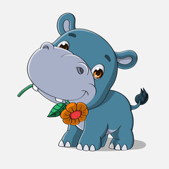 Hippo cartoon, Hand drawn