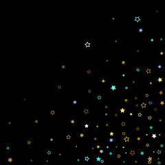 Gold, Blue stars, sprocket, shiny confetti. 