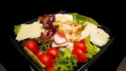 Chicken Salad - green lettuce with grilled chicken - food photography