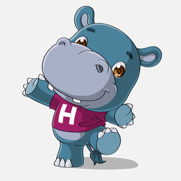 Hippo cartoon, Hand drawn