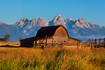 Classic view of the Reed Moulton Barn, Grand Teton National Park, Wyoming, USA © Dave