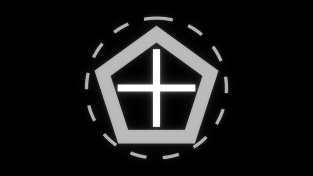 Cross aim icon, computer generated. 3d render of bacdrop with target symbol. Circle, crosshair and dotted line
