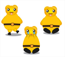 cute kid robot illustration in yellow color in flat design,vector illustration eps 10