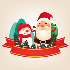 Happy Christmas with Santa Claus banner

