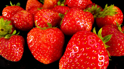 Fresh strawberries - close up shot - food photography