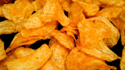 Potato chips in close-up view - food photography