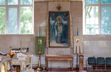 Nickolaev, Ukraine - 31 August 2020: Fragment of interrior of the Cathedral of the Kasperovskaya Icon of the Mother of God