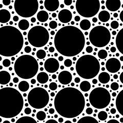 Seamless pattern. Black circles of different sizes.	